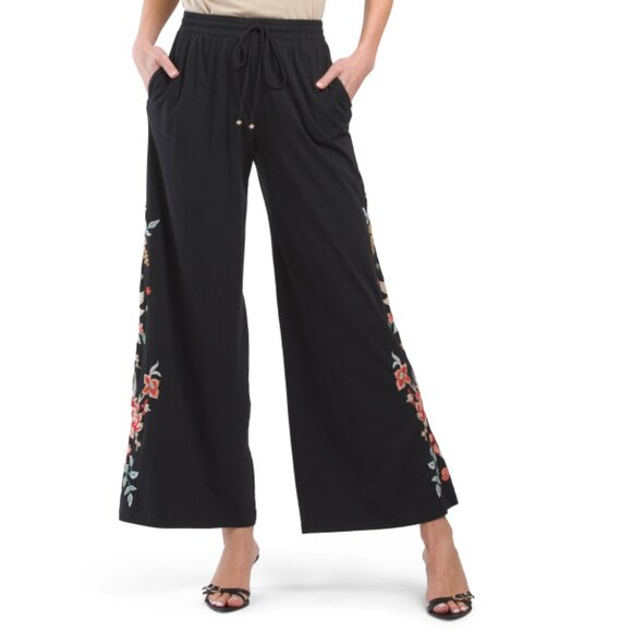 JOHNNY WAS Black Wide Leg Knit Pants